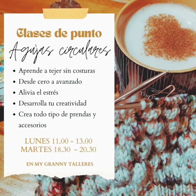 ¡¡Empezamos el día 2 de septiembre!!  Retomamos las clases de agujas circulares en @mygrannytalleres con muchas ganas y nuevos proyectos.  Tanto si eres principiante como si quieres pulir tu técnica y aprender nuevos trucos serás bienvenido/a los lunes a las 11 y los martes a las 18.30 h.  Podrás aprender a tejer en circular para crear todo tipo de prendas y accesorios: calcetines, jerséis, chales, cardigans y mucho más...  Además te enseño cómo y donde encontrar patrones, como leerlos, entender las abreviaturas, hacer muestras y todo lo que necesitas para ser autónomo/a tejiendo tus proyectos.  Y lo más importante es que podrás conocer a más personas con tu mismo hobby. Te aseguro que pasarás dos horas muy divertidas. Espero verte por allí 😉  #tejerdosagujas #tejeresmisuperpoder #clasesdetejido #tejedoras #tejemosysomosmodernos #tejer